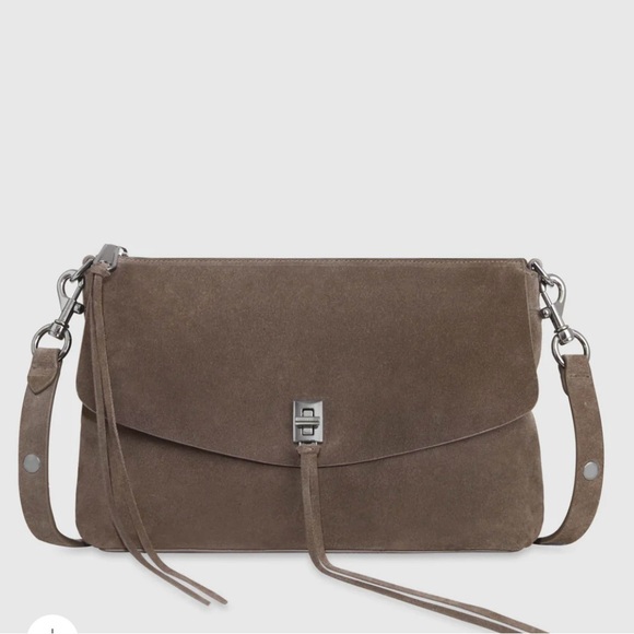 Rebecca Minkoff Handbags - Rebecca Minkoff Darren Zip Top Shoulder Bag Porcini Suede